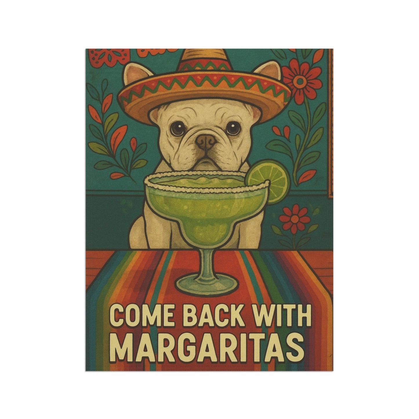 White French Bulldog Cinco de Mayo Fiesta Garden Flag