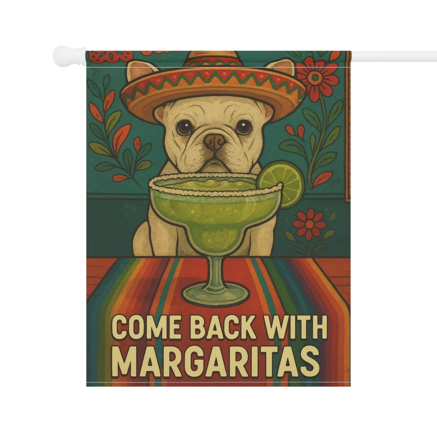 White French Bulldog Cinco de Mayo Fiesta Garden Flag