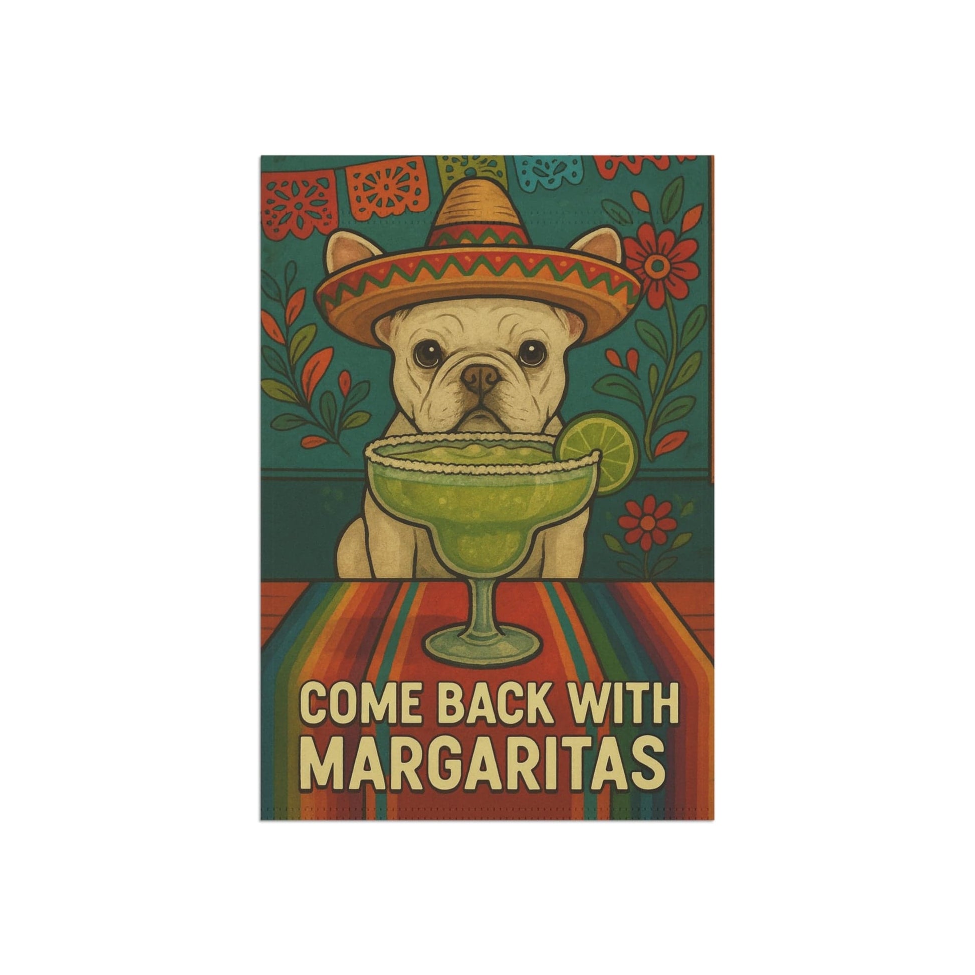 White French Bulldog Cinco de Mayo Fiesta Garden Flag