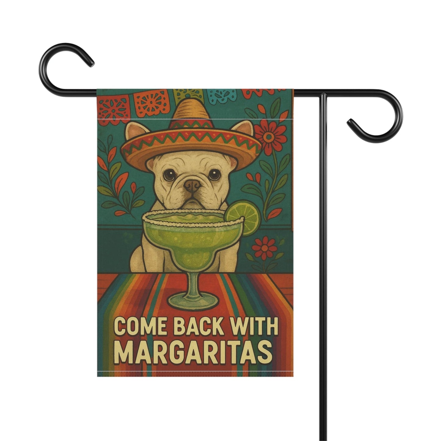 White French Bulldog Cinco de Mayo Fiesta Garden Flag