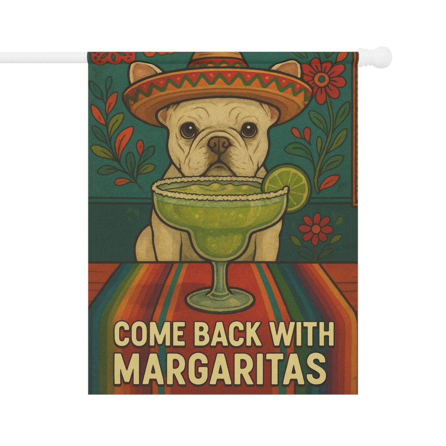White French Bulldog Cinco de Mayo Fiesta Garden Flag