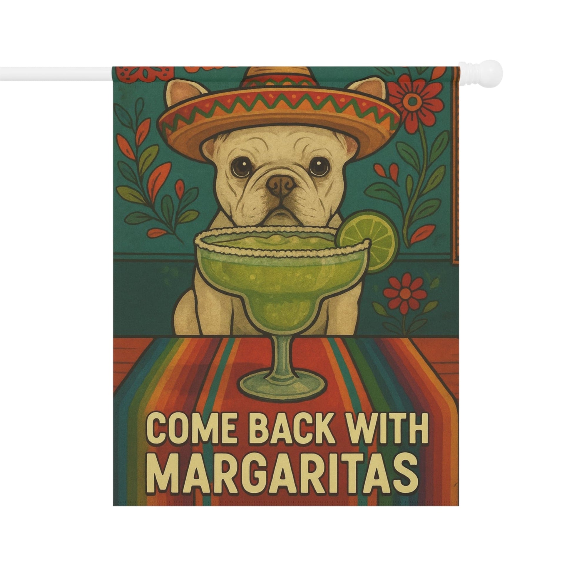 White French Bulldog Cinco de Mayo Fiesta Garden Flag