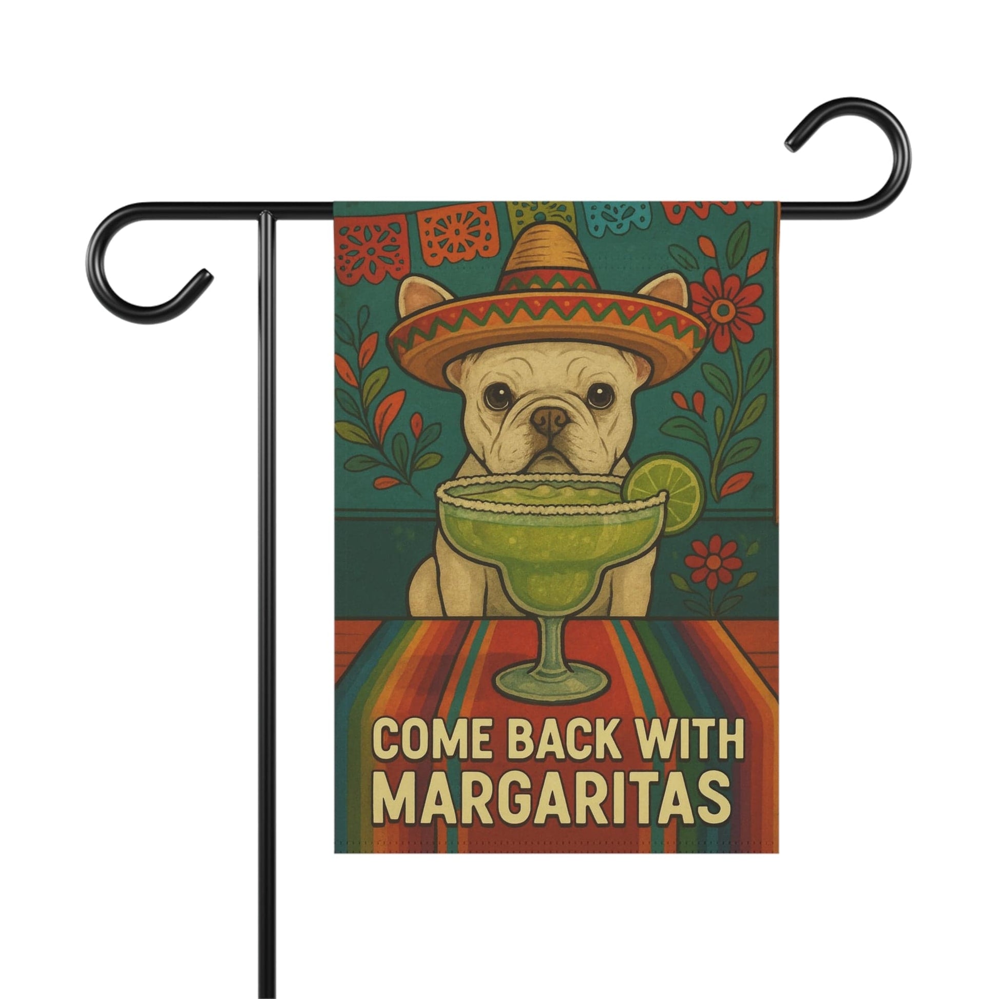 White French Bulldog Cinco de Mayo Fiesta Garden Flag