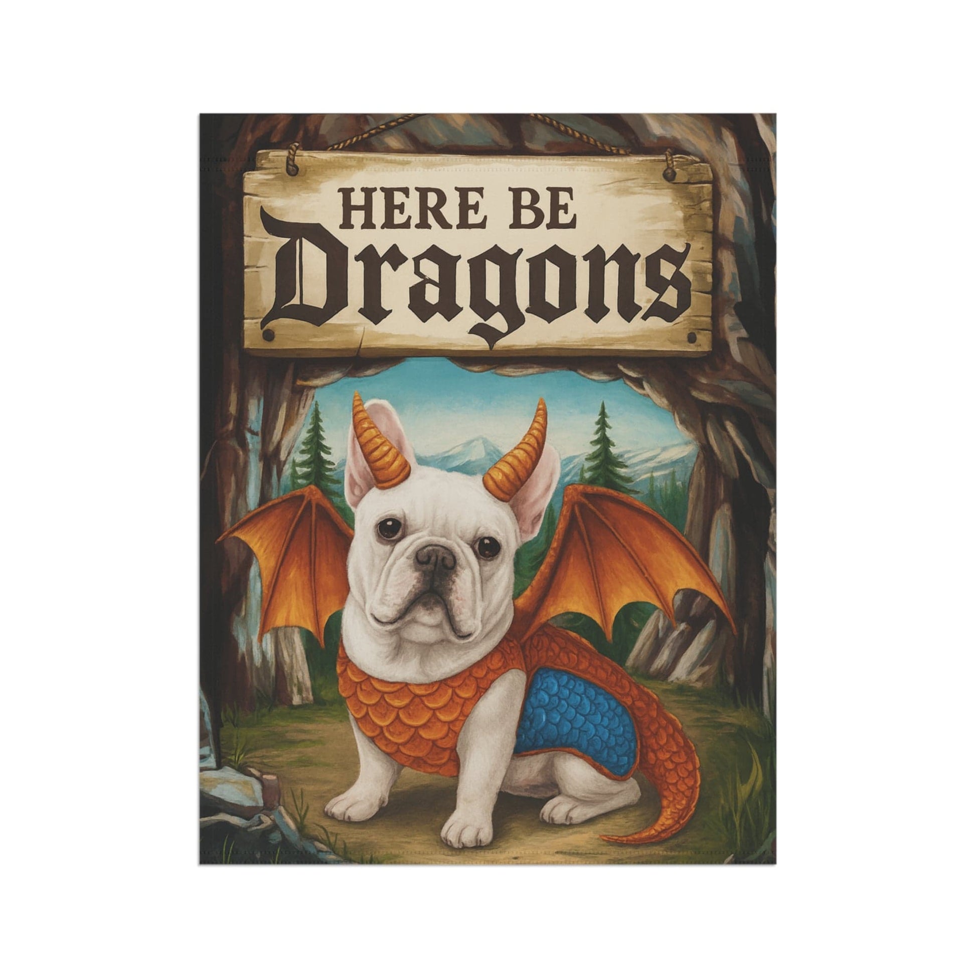 White French Bulldog Dragon Garden Flag
