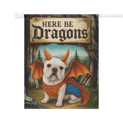 White French Bulldog Dragon Garden Flag