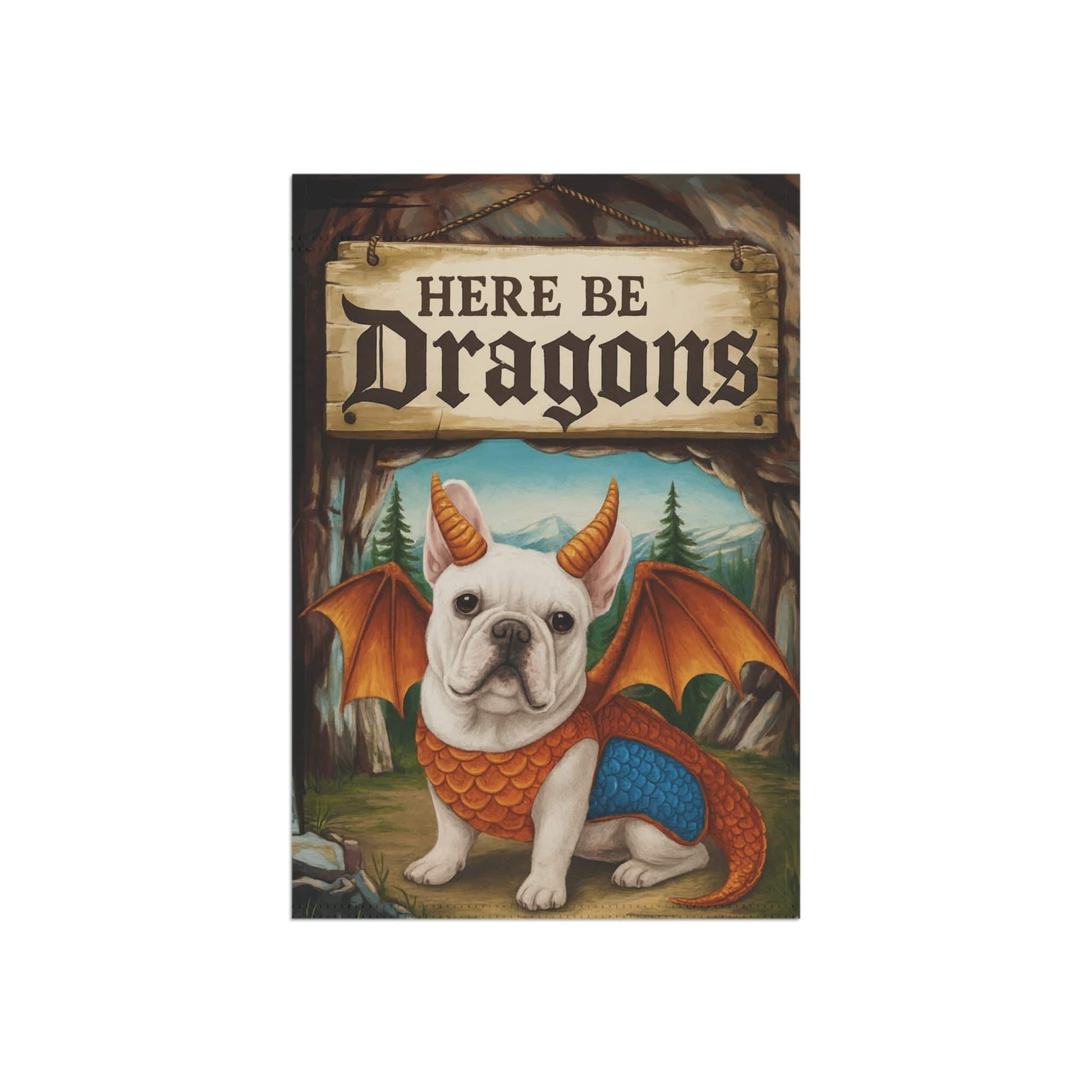 White French Bulldog Dragon Garden Flag
