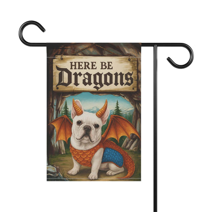 White French Bulldog Dragon Garden Flag
