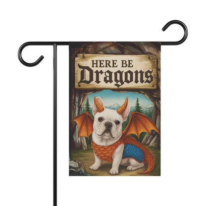 White French Bulldog Dragon Garden Flag