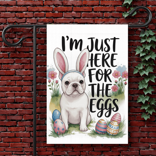 White French Bulldog Easter Garden Flag 12'' × 18''