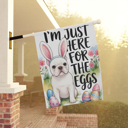 White French Bulldog Easter Garden Flag