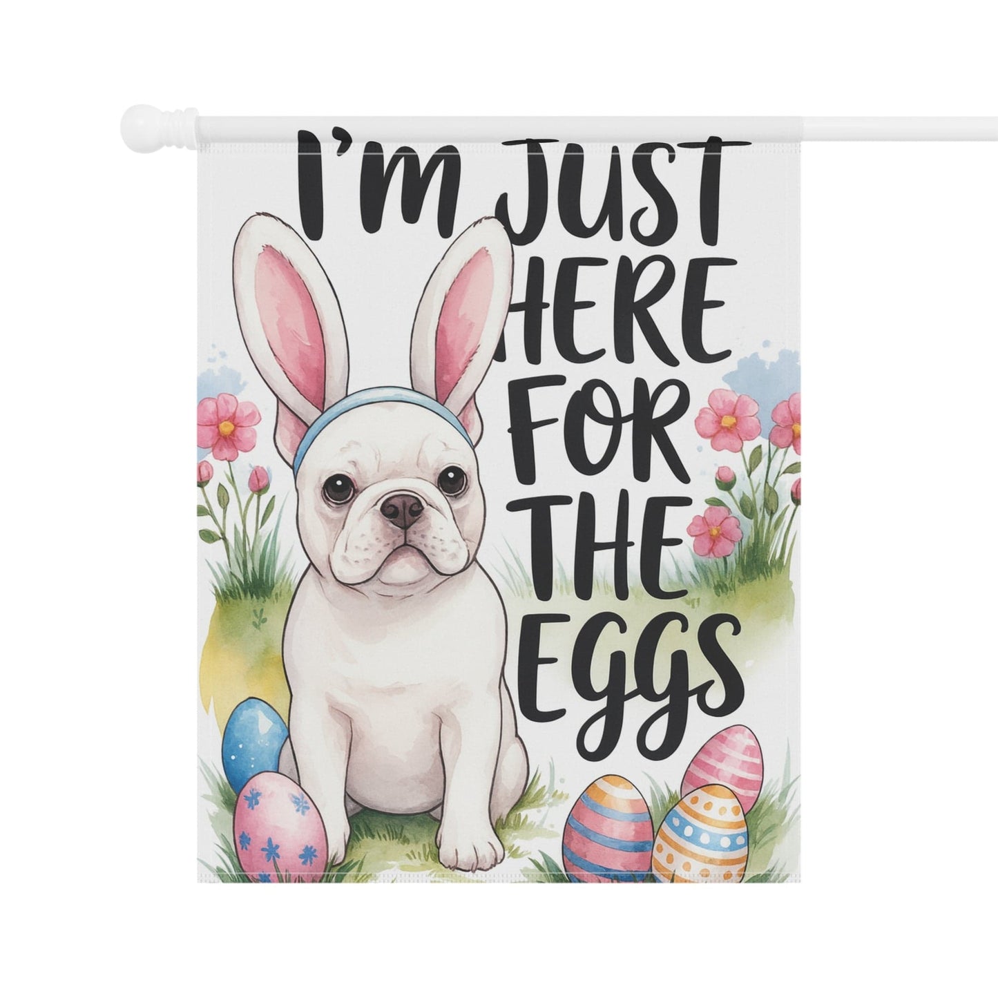 White French Bulldog Easter Garden Flag