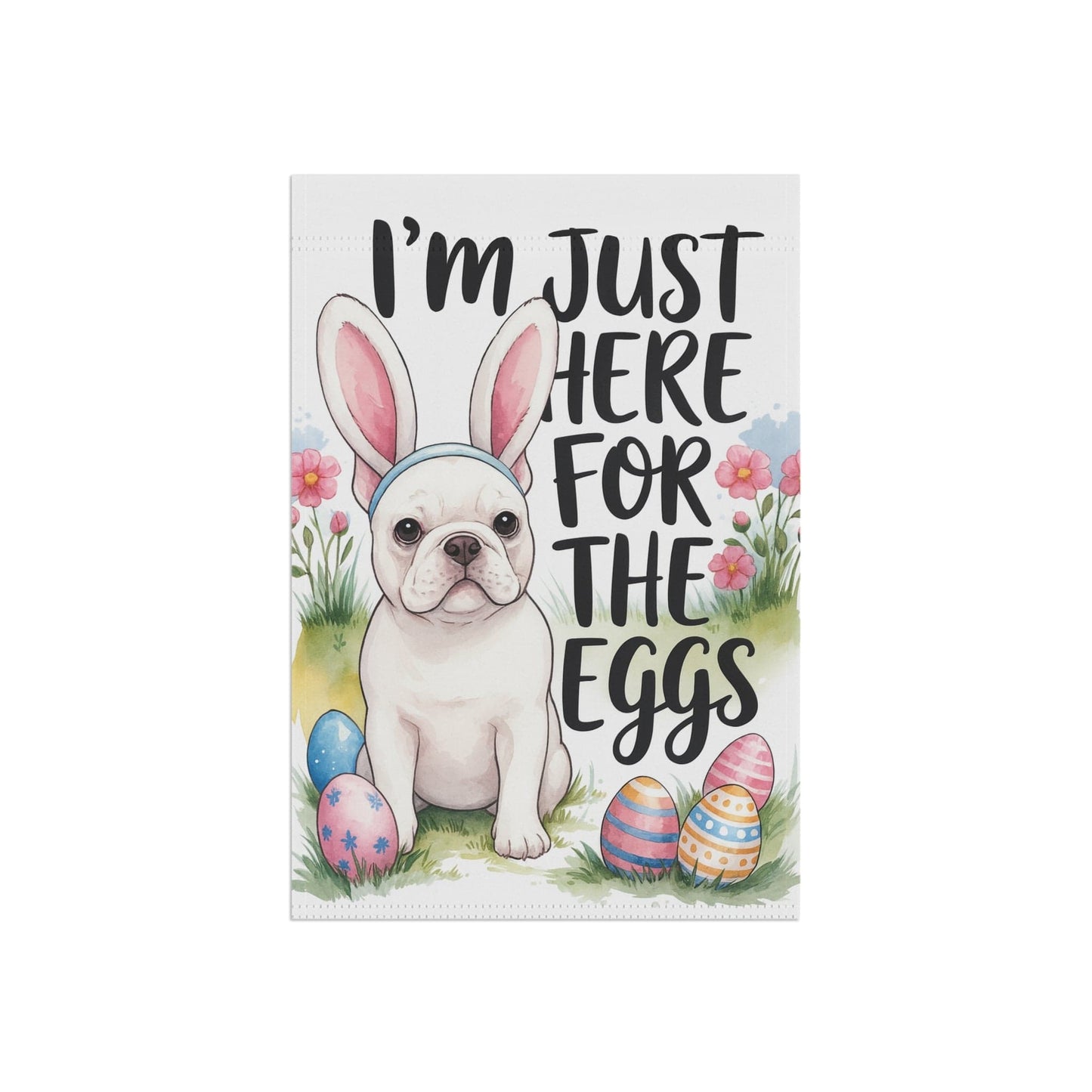White French Bulldog Easter Garden Flag