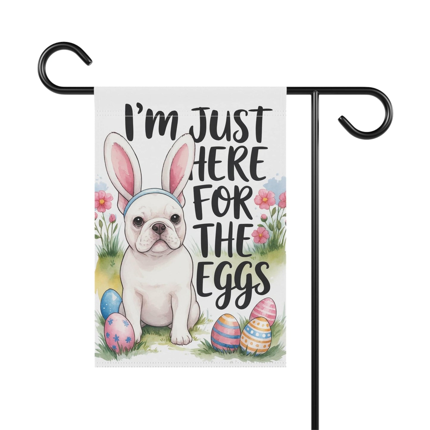 White French Bulldog Easter Garden Flag