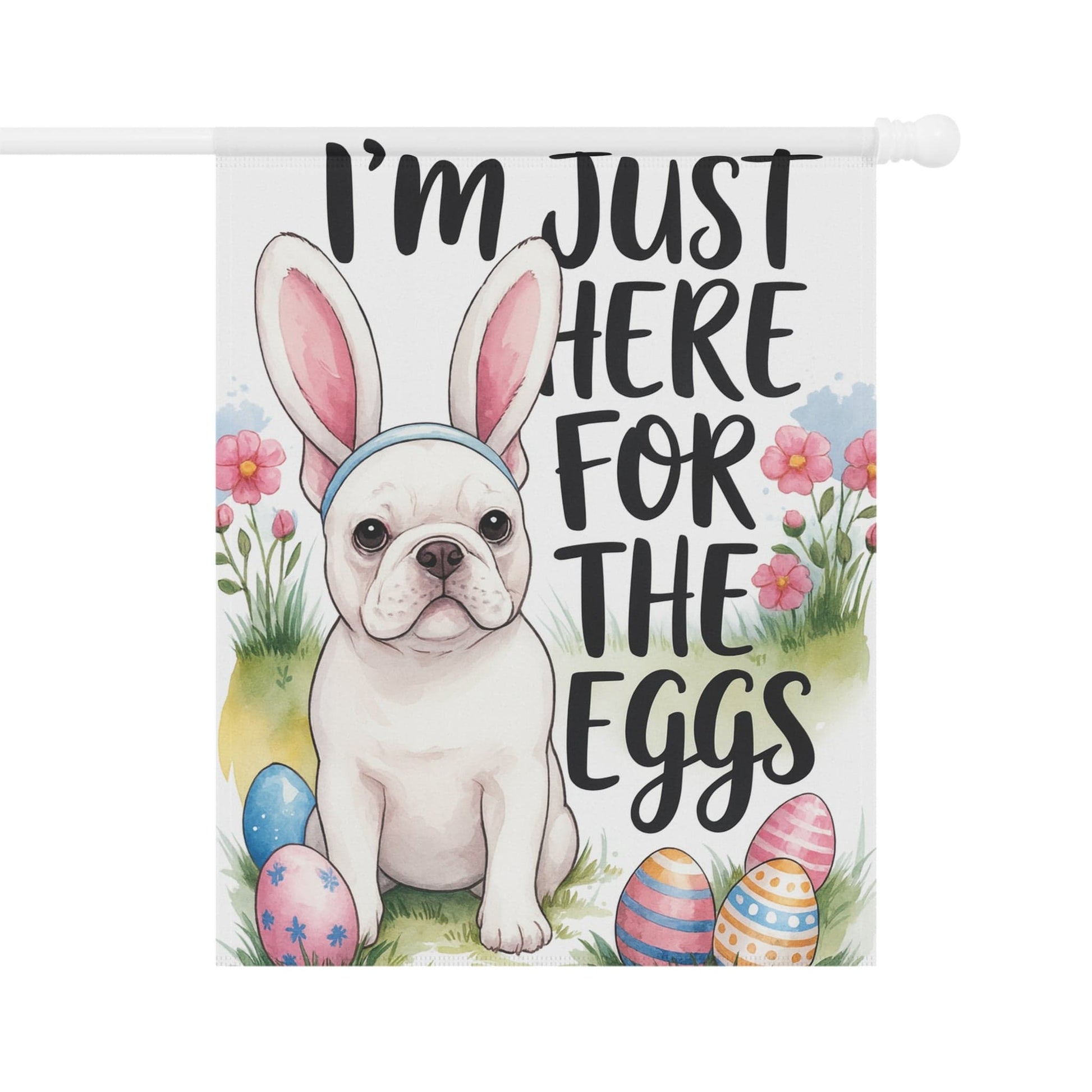 White French Bulldog Easter Garden Flag