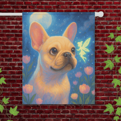 Printify Garden Flag 24.5'' × 32'' White French Bulldog Fairy Garden Flag