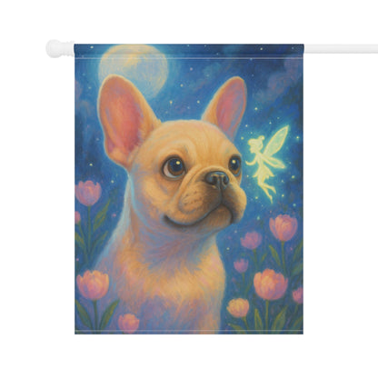 Printify Garden Flag White French Bulldog Fairy Garden Flag