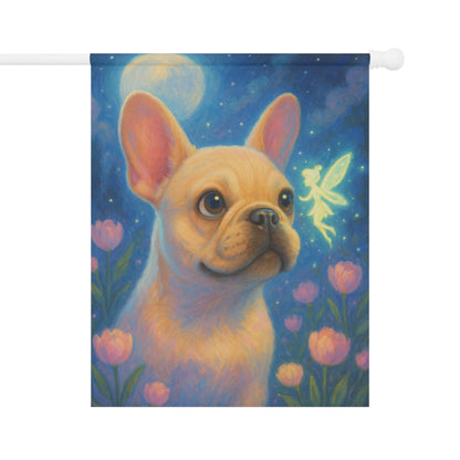 Printify Garden Flag White French Bulldog Fairy Garden Flag
