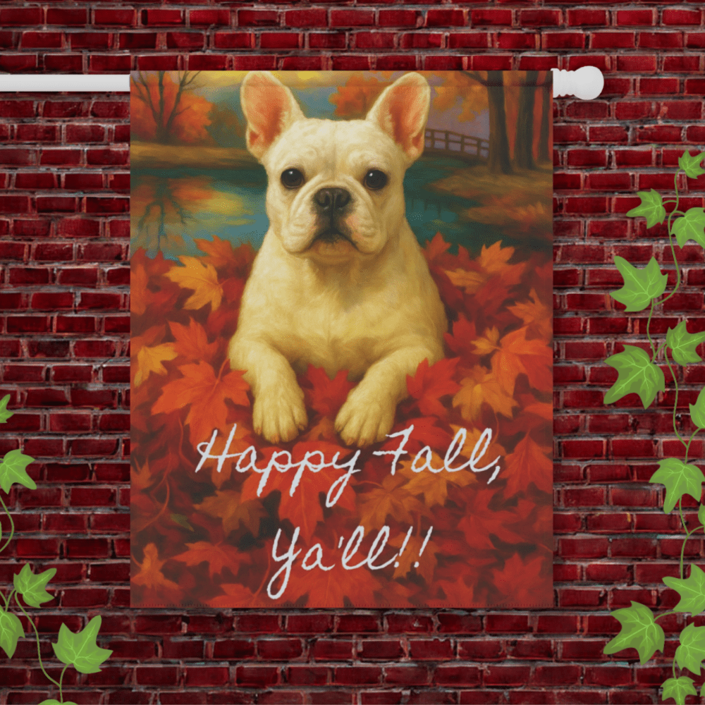 White French Bulldog Fall Ya'll Garden Flag 24.5'' × 32''