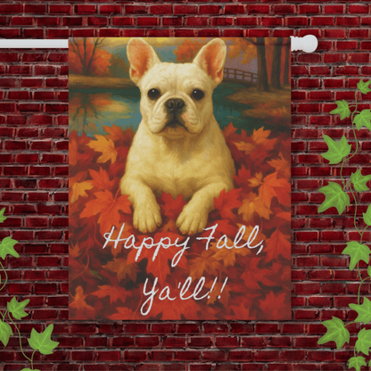 White French Bulldog Fall Ya'll Garden Flag 24.5'' × 32''