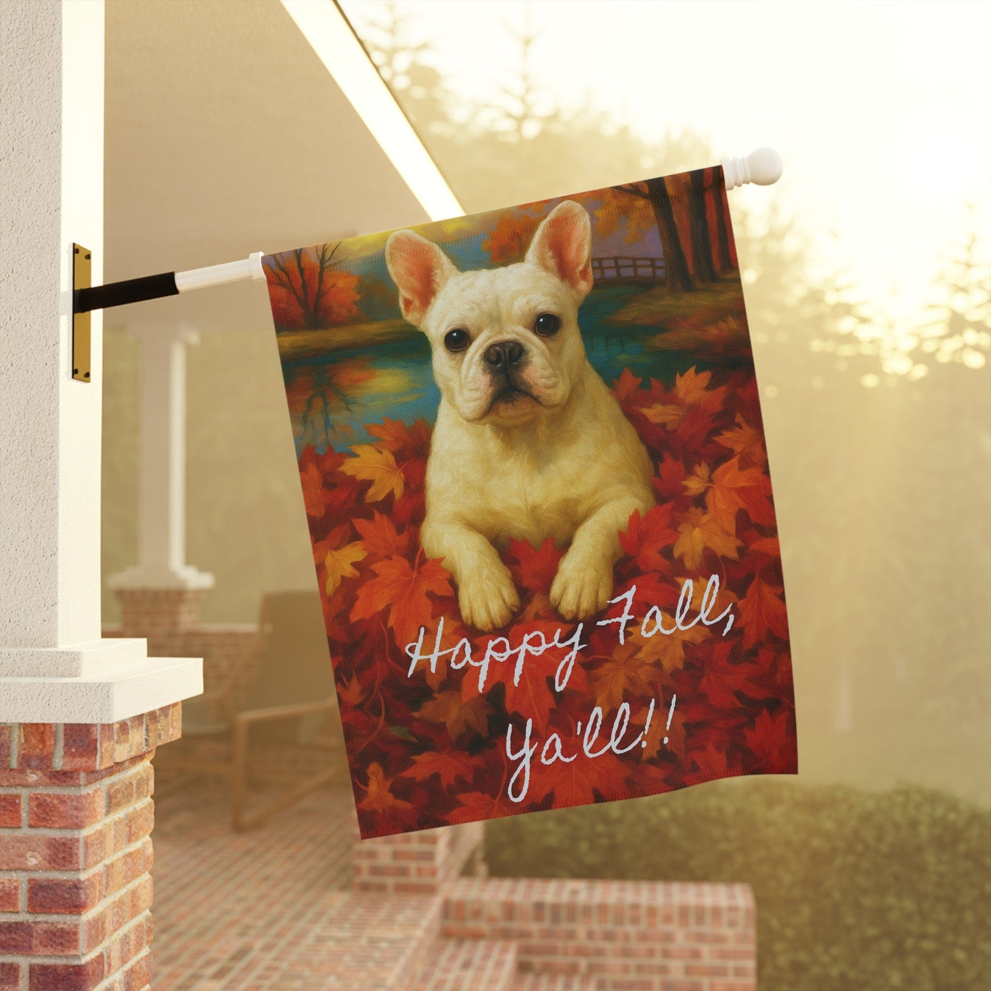 White French Bulldog Fall Ya'll Garden Flag