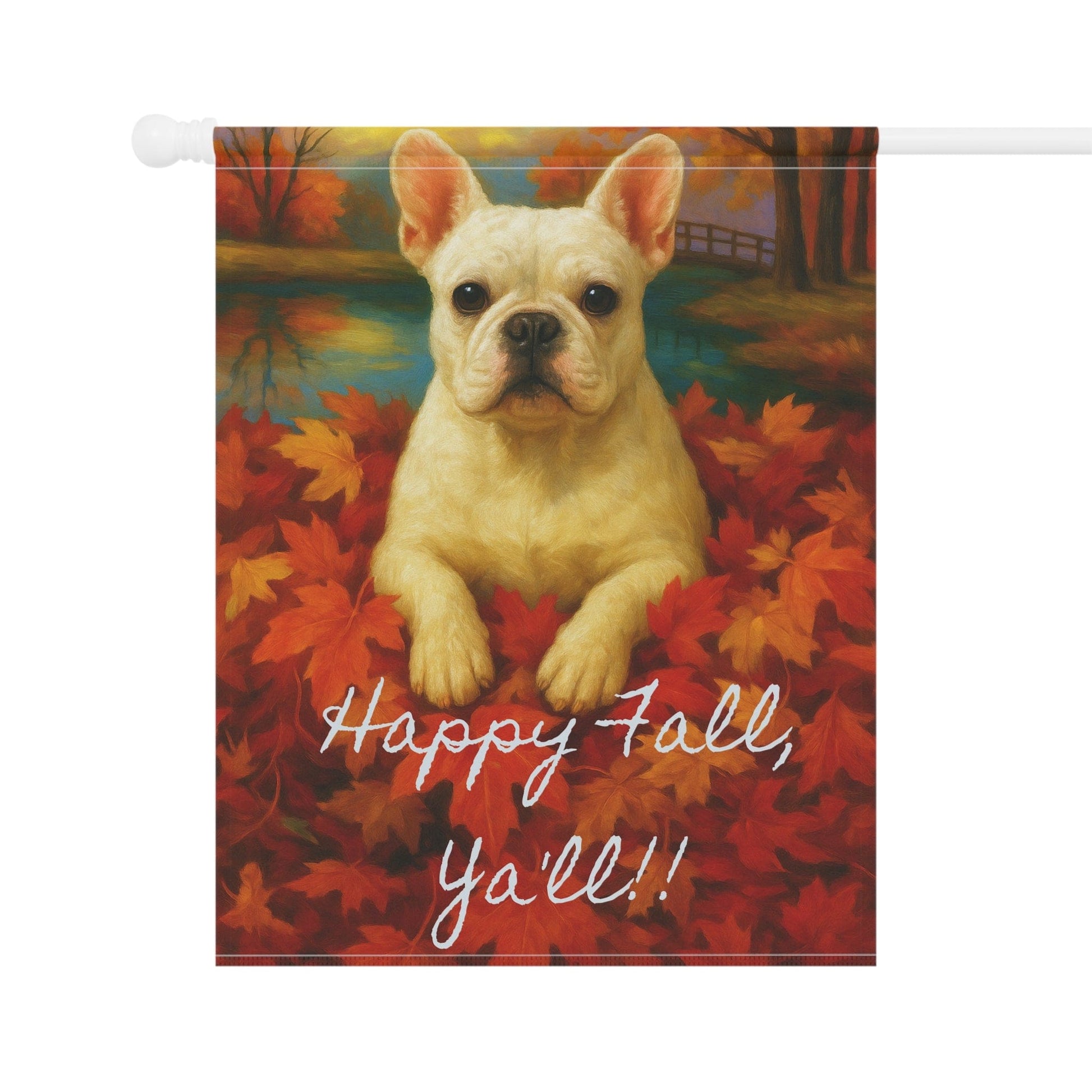 White French Bulldog Fall Ya'll Garden Flag