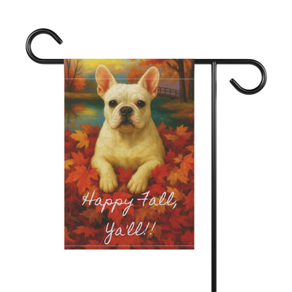 White French Bulldog Fall Ya'll Garden Flag