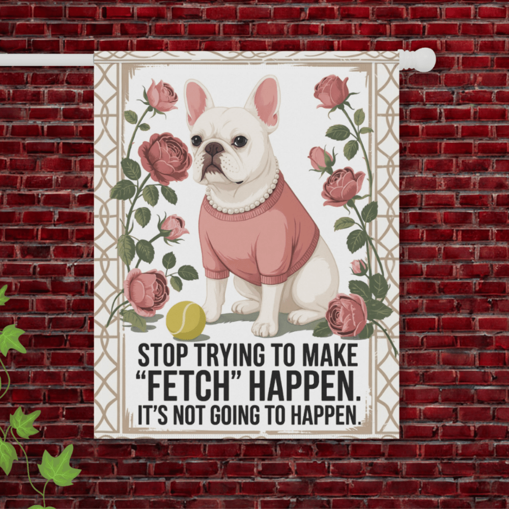 White French Bulldog Fetch Garden Flag 24.5'' × 32''