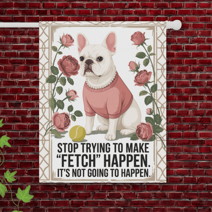 White French Bulldog Fetch Garden Flag 24.5'' × 32''
