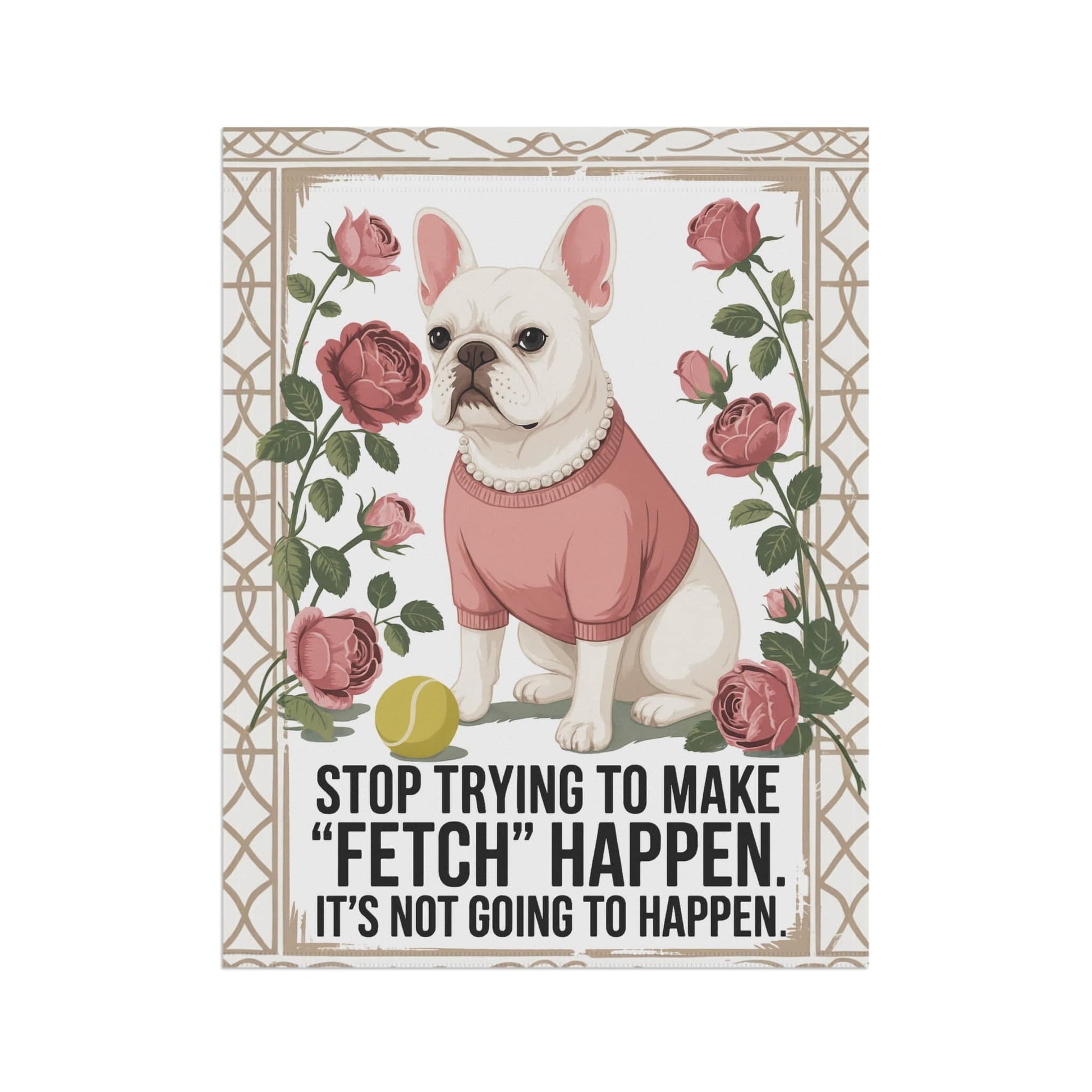 White French Bulldog Fetch Garden Flag