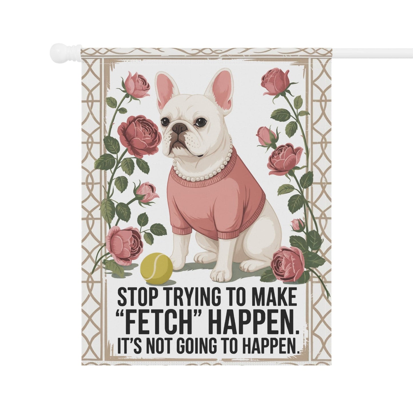 White French Bulldog Fetch Garden Flag