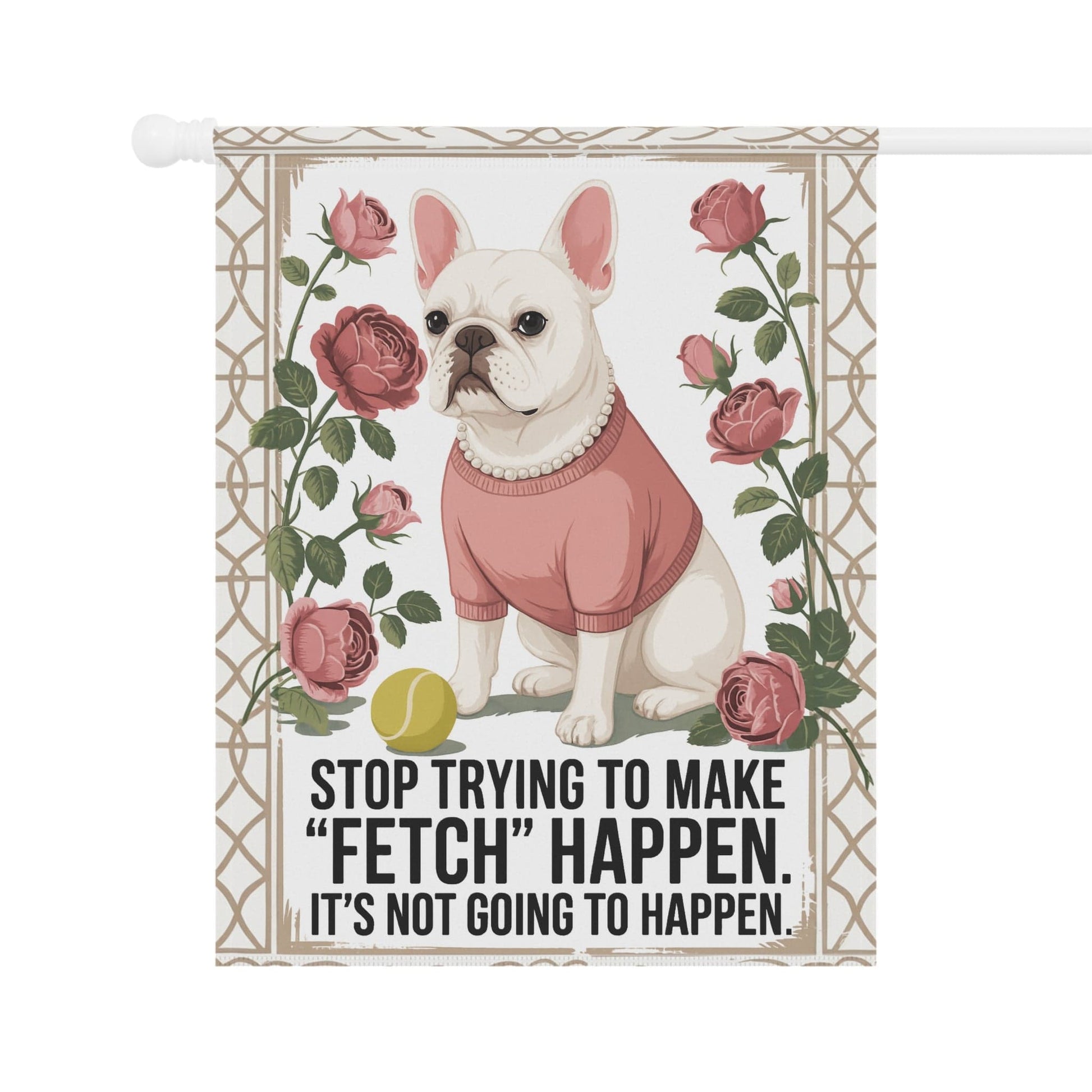 White French Bulldog Fetch Garden Flag