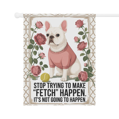 White French Bulldog Fetch Garden Flag