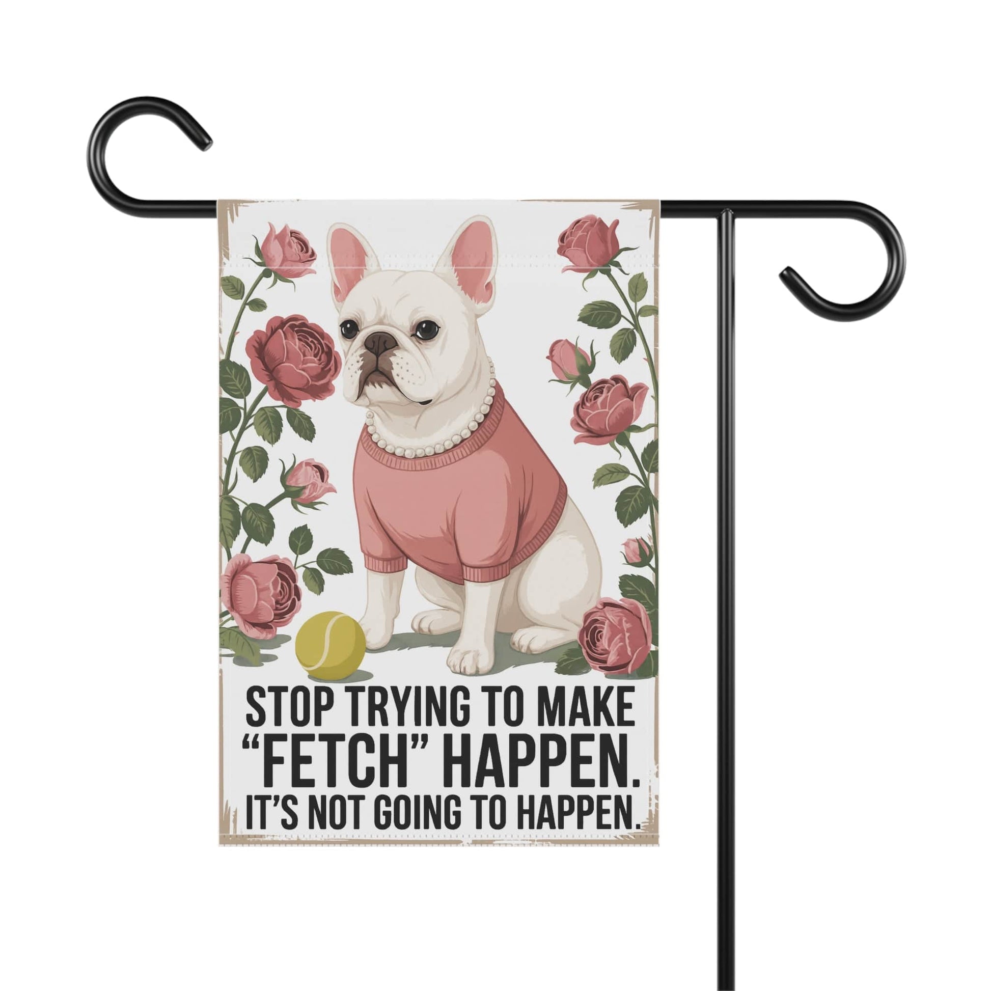 White French Bulldog Fetch Garden Flag