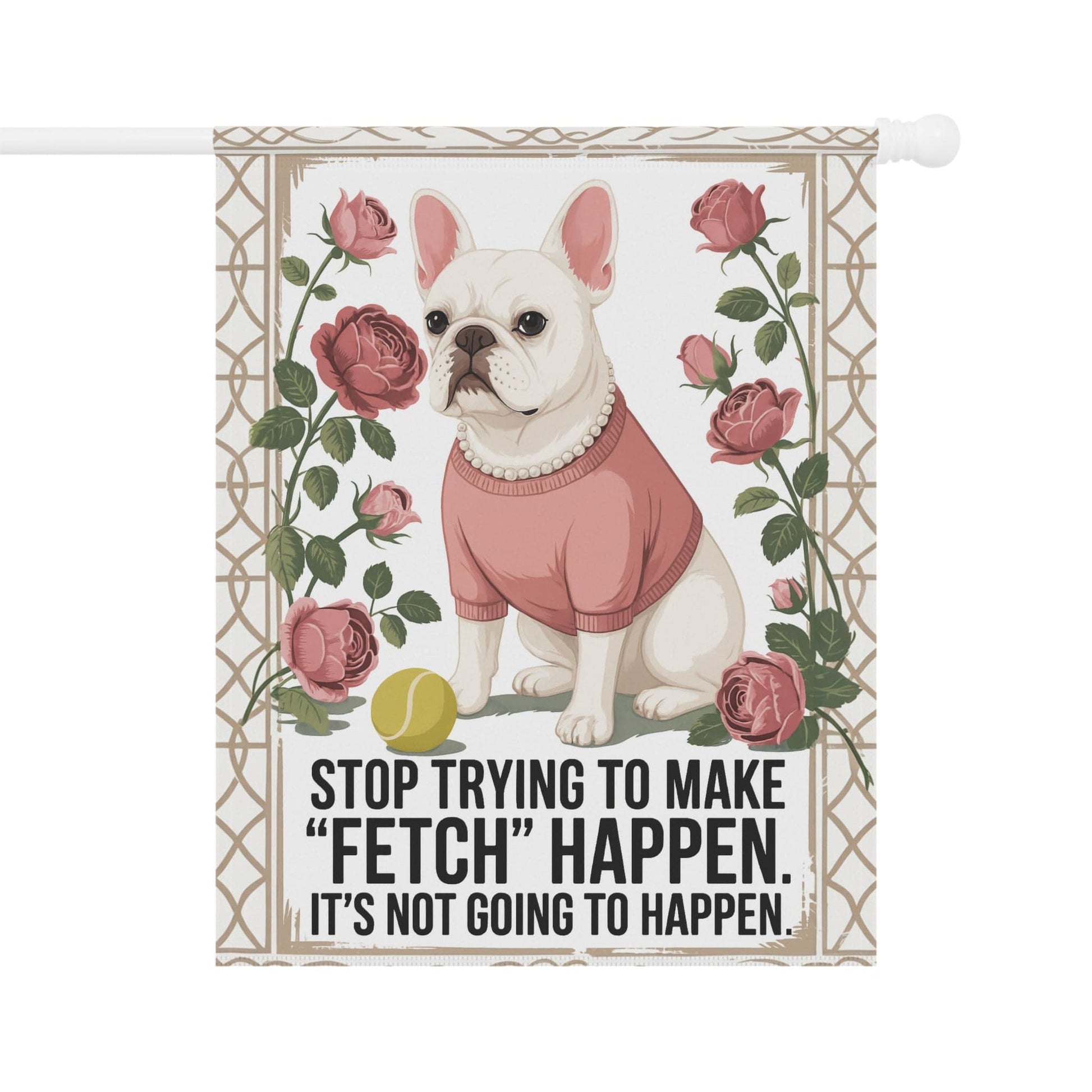 White French Bulldog Fetch Garden Flag