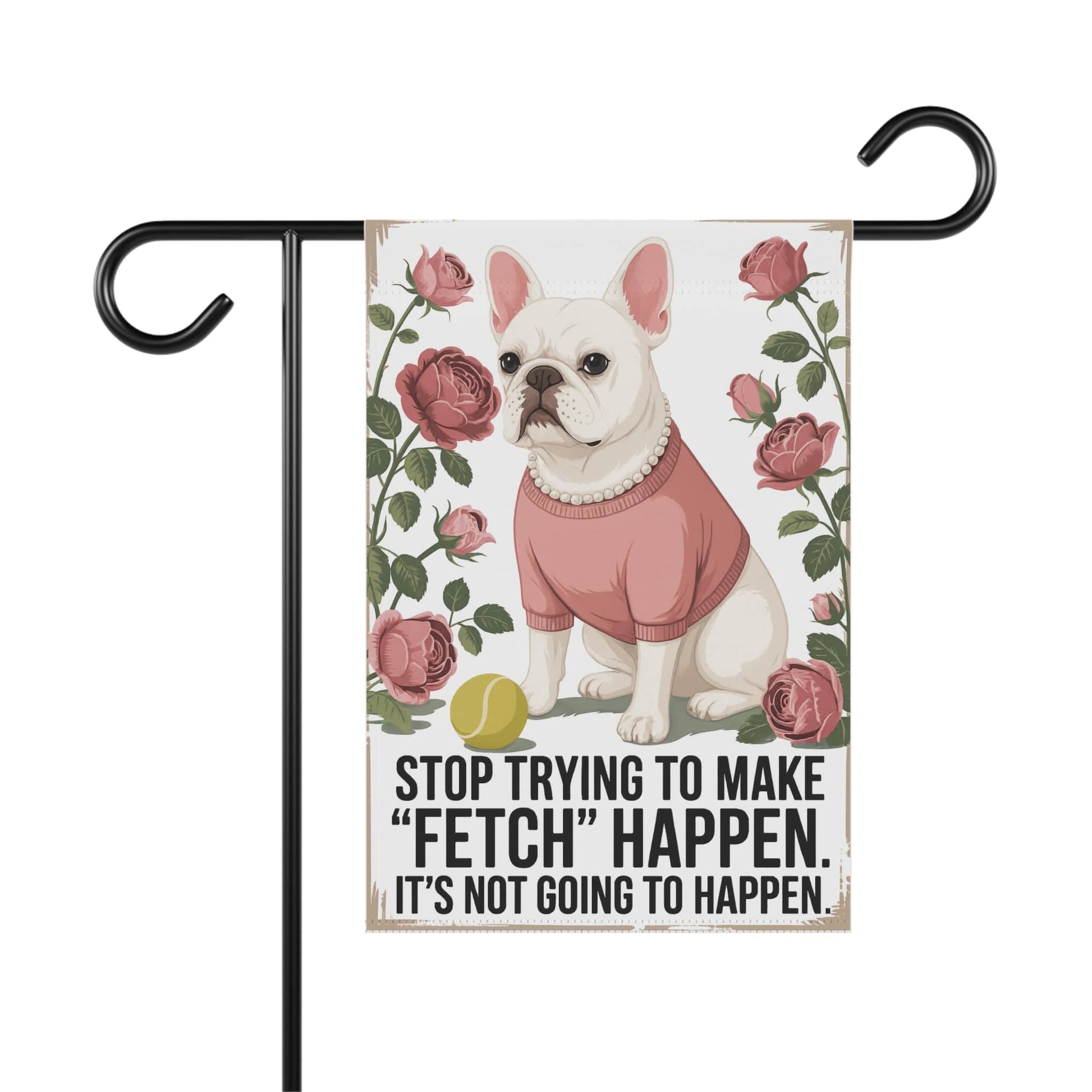 White French Bulldog Fetch Garden Flag