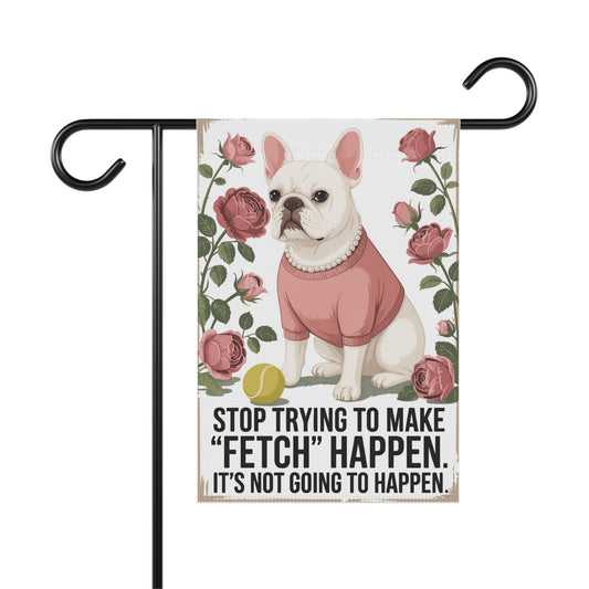 White French Bulldog Fetch Garden Flag