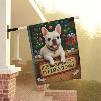 White French Bulldog Funny Christmas Flag