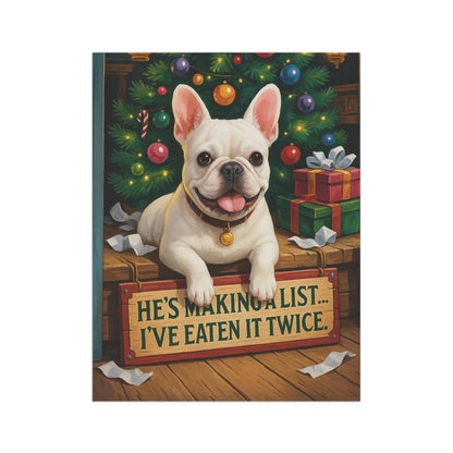 White French Bulldog Funny Christmas Flag