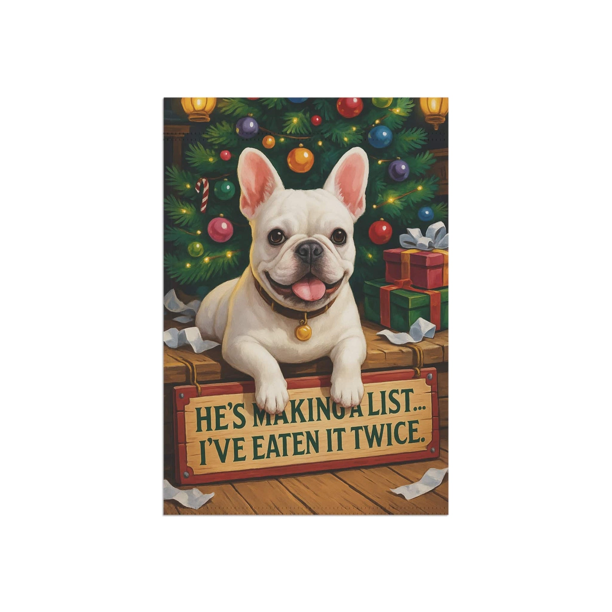 White French Bulldog Funny Christmas Flag