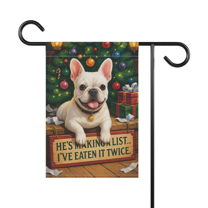 White French Bulldog Funny Christmas Flag