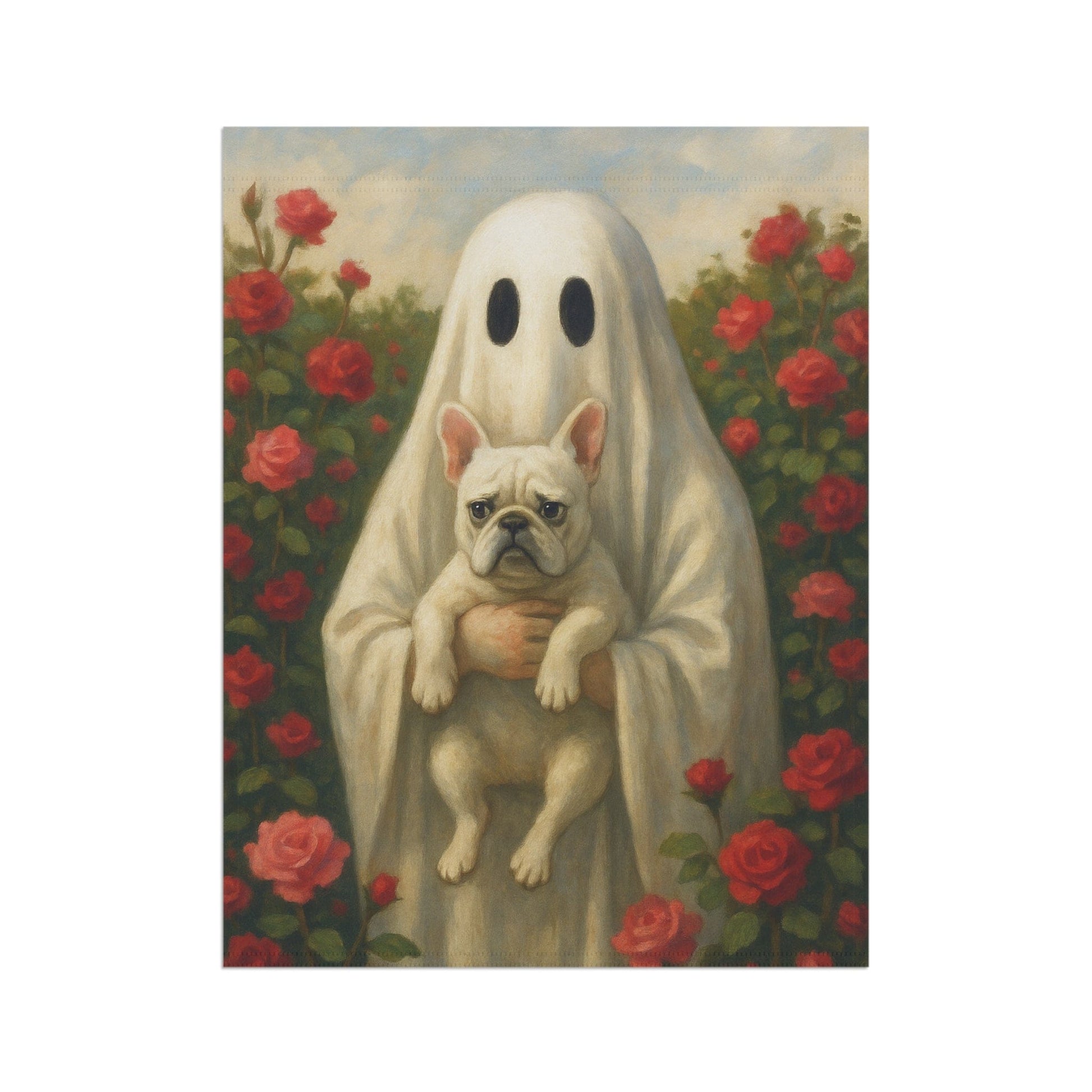 White French Bulldog Ghostie Halloween Garden Flag