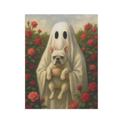 White French Bulldog Ghostie Halloween Garden Flag
