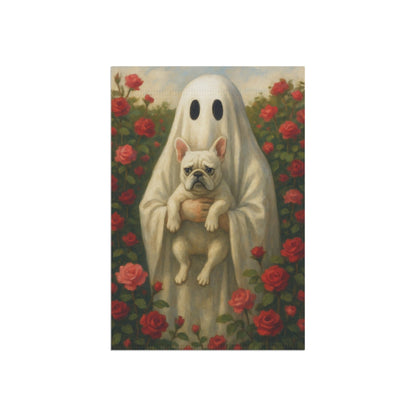 White French Bulldog Ghostie Halloween Garden Flag