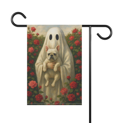 White French Bulldog Ghostie Halloween Garden Flag