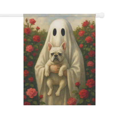 White French Bulldog Ghostie Halloween Garden Flag