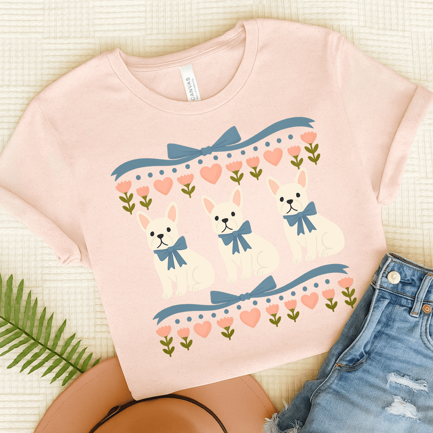White French Bulldog Grandma TShirt Pink