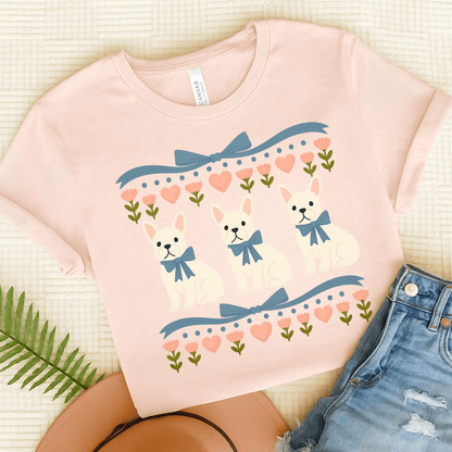 White French Bulldog Grandma TShirt Pink