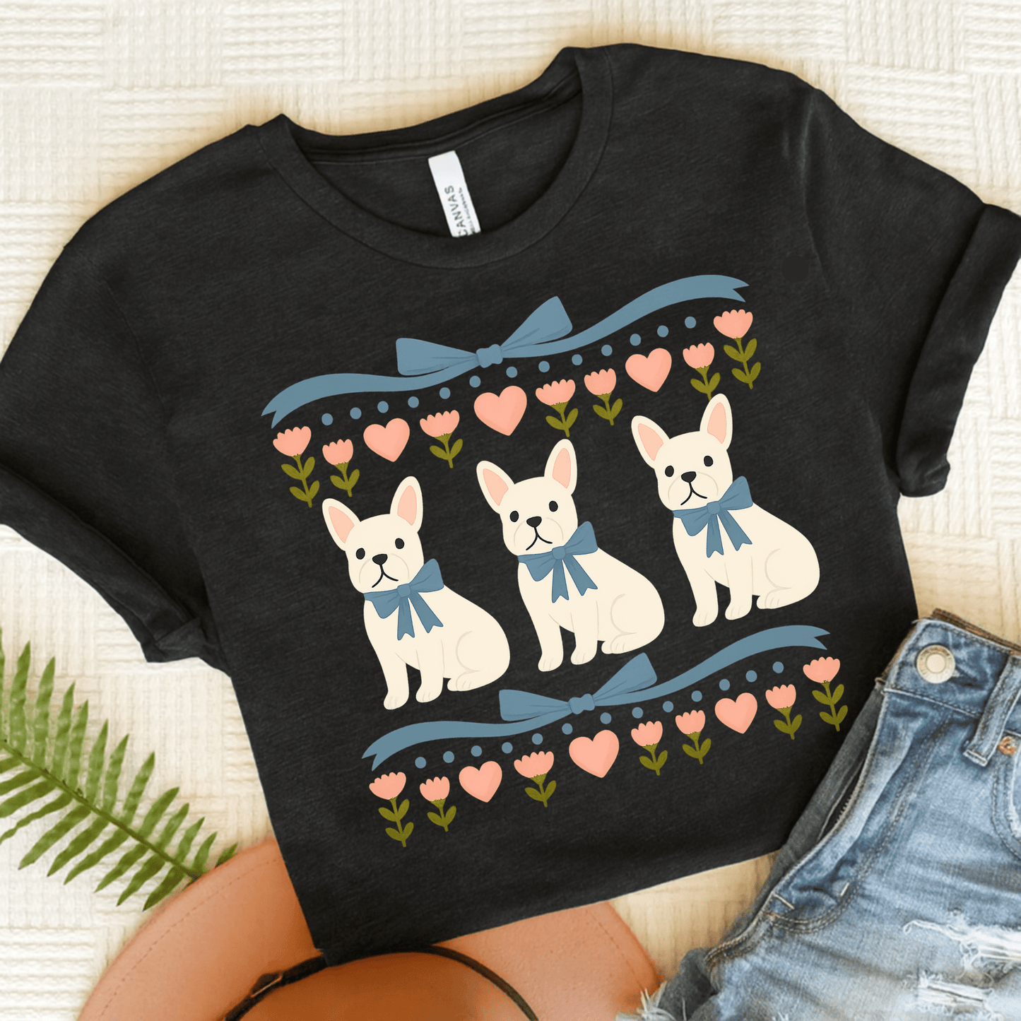 White French Bulldog Grandma TShirt Dark Grey Heather