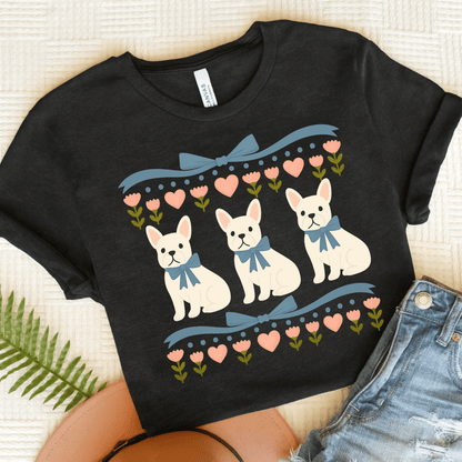 White French Bulldog Grandma TShirt Dark Grey Heather