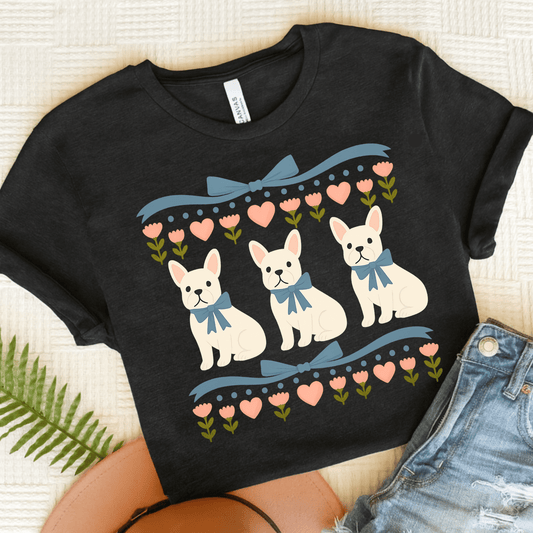 White French Bulldog Grandma TShirt Dark Grey Heather